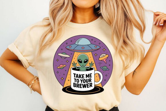 Alien Wants Coffee from Your Brewer: A Playful Graphic for Bloggers & Content Creators