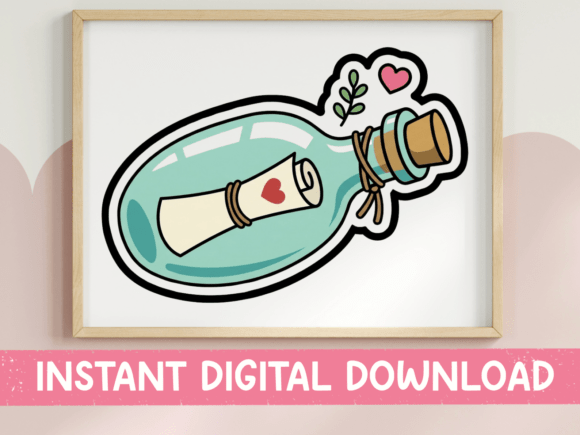 Message in a Bottle Love Sticker: A Romantic Touch for Embroidery Projects