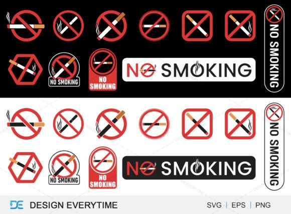 No Smoking Sign Graphics for T-Shirt Designs & Blog Visuals