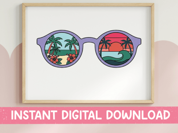 Retro Sunglasses Tropical Island SVG PNG for T-Shirt Designs & Graphics