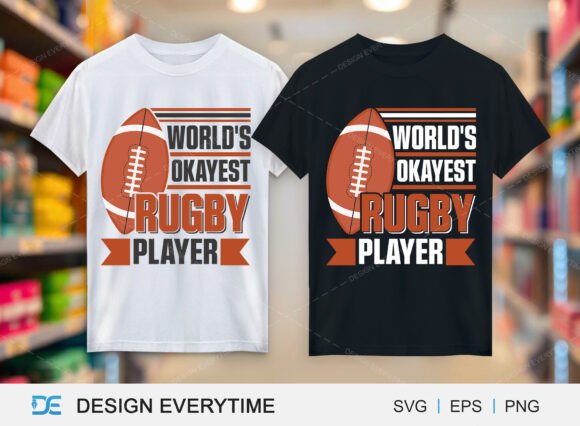 World's Okayest Rugby Player Typography for T-Shirt Designs & Graphics